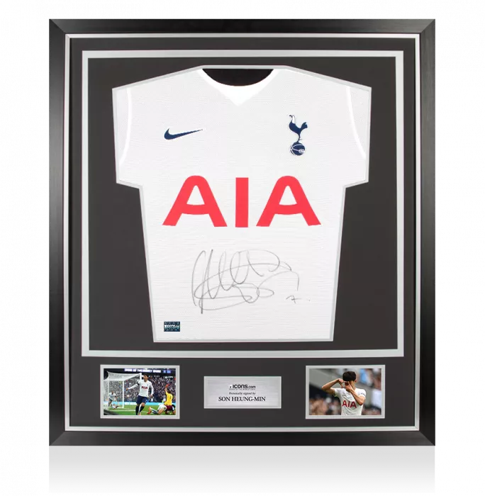 icons Son Heung-min Front Signed Tottenham Hotspur 2021-22 Home Shirt In Classic Frame