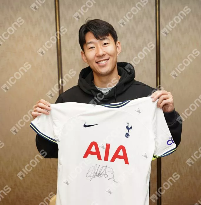 Icons Son Heung-min Front Signed Tottenham Hotspur 2022-23 Home Shirt In Hero Frame: Option 1