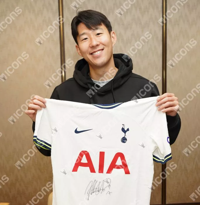 Icons Son Heung-min Front Signed Tottenham Hotspur 2022-23 Home Shirt In Classic Frame