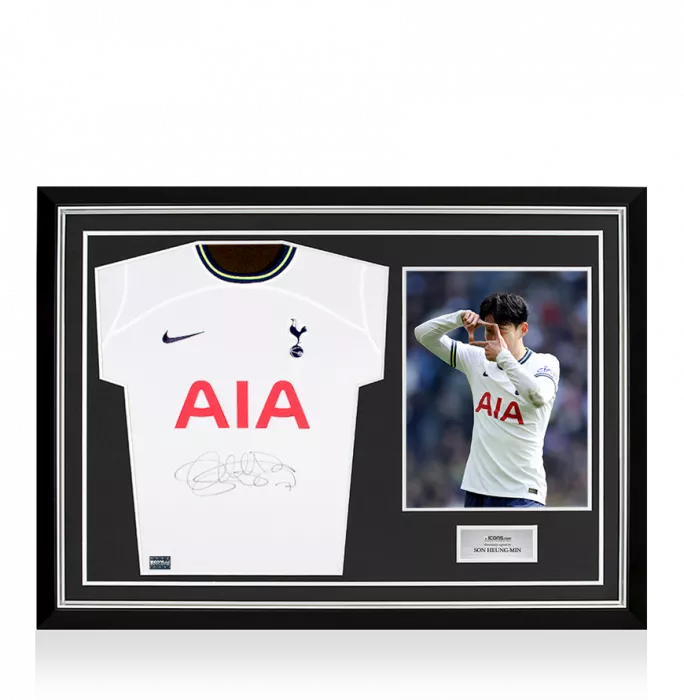 icons Son Heung-min Front Signed Tottenham Hotspur 2022-23 Home Shirt In Hero Frame: Option 1