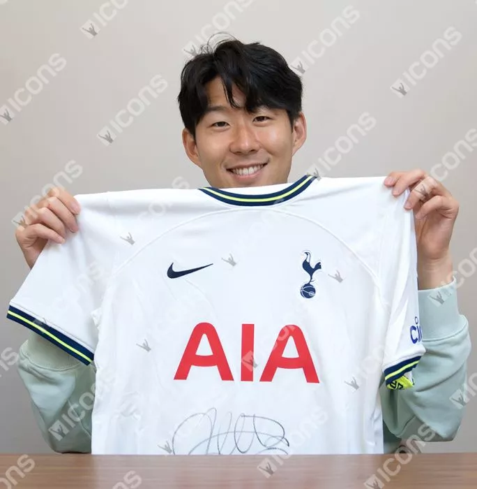 Icons Son Heung-min Front Signed Tottenham Hotspur 2022-23 Home Shirt In Classic Frame