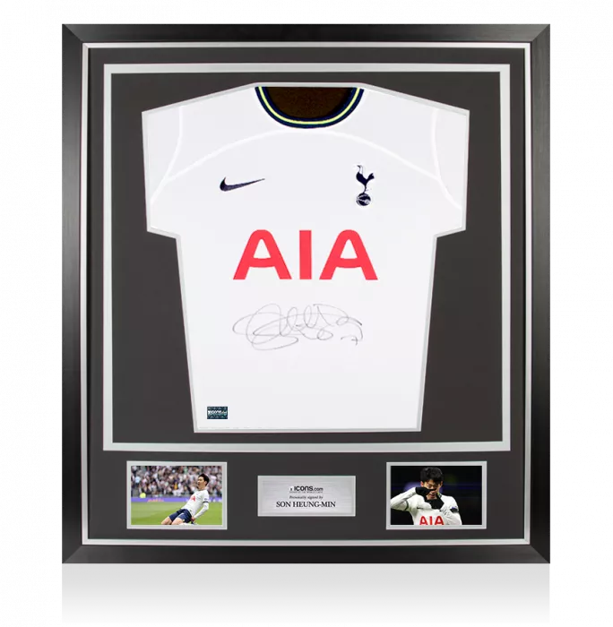 icons Son Heung-min Front Signed Tottenham Hotspur 2022-23 Home Shirt In Classic Frame