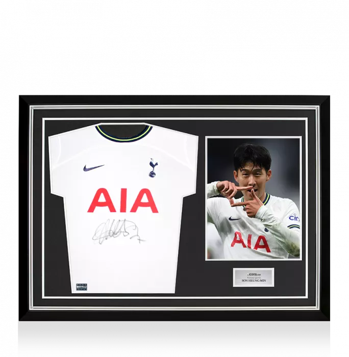 icons Son Heung-min Front Signed Tottenham Hotspur 2022-23 Home Shirt In Hero Frame: Option 1
