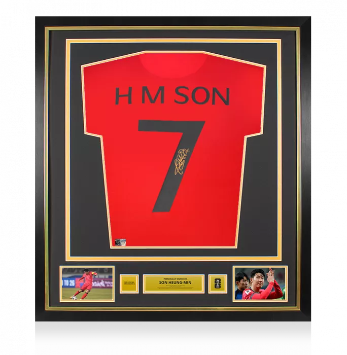 icons Son Heung-min Official 2026 FIFA World Cup™ Back Signed and Framed Retro Korea Republic Shirt