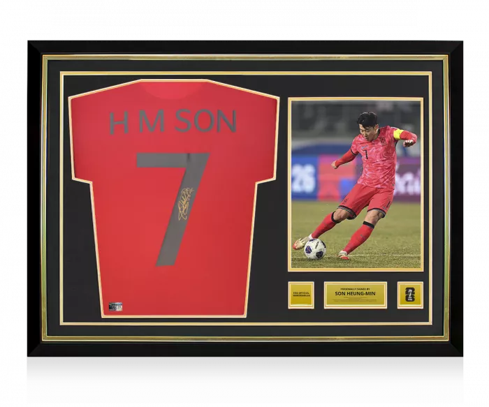icons Son Heung-min Official 2026 FIFA World Cup™ Back Signed and Hero Framed Retro Korea Republic Shirt