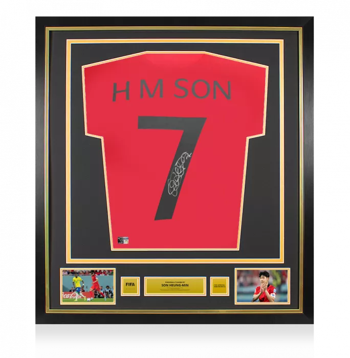 icons Son Heung-min Official FIFA World Cup™ Back Signed and Framed Retro Korea Republic Shirt