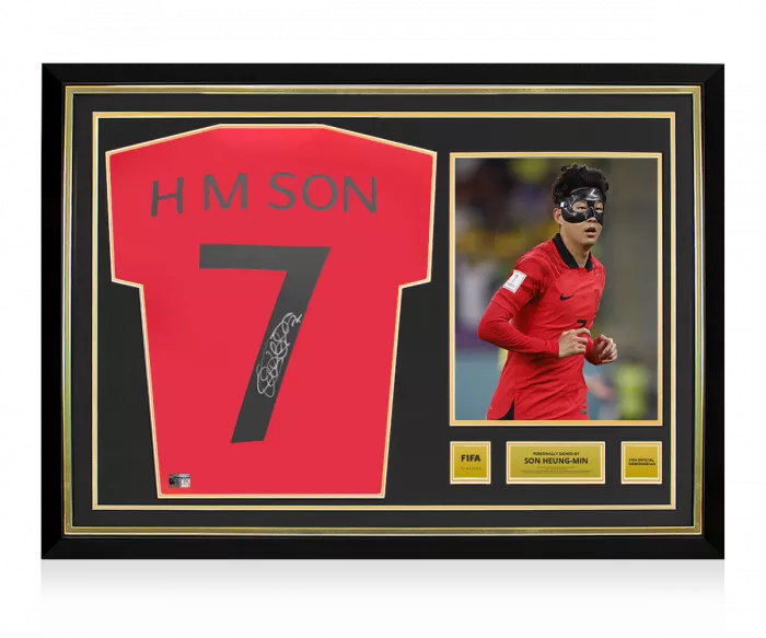 icons Son Heung-min Official FIFA World Cup™ Back Signed and Hero Framed Retro Korea Republic Shirt