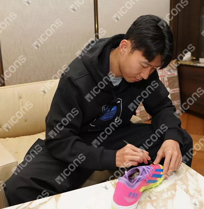 Icons Son Heung-min Signed Adidas Crazyfast HMS Astro Boot In Acrylic Case