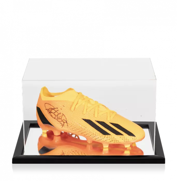 icons Son Heung-min Signed Adidas X Boot Orange In Acrylic Case