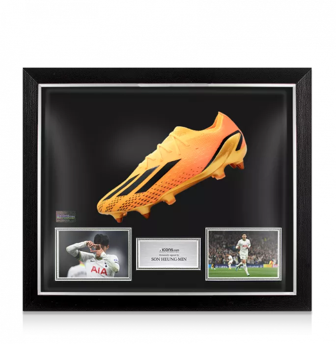 icons Son Heung-min Signed Adidas X Speedportal .1 Boot In Bubble Frame: Option 1