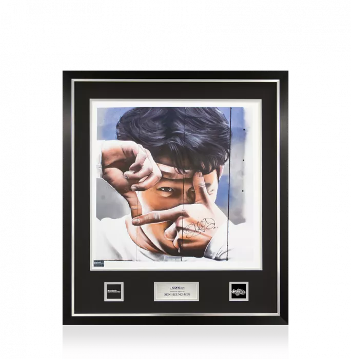icons Son Heung-min Signed and Framed MurWalls Limited Edition Graffiti Art - Camera Celebration