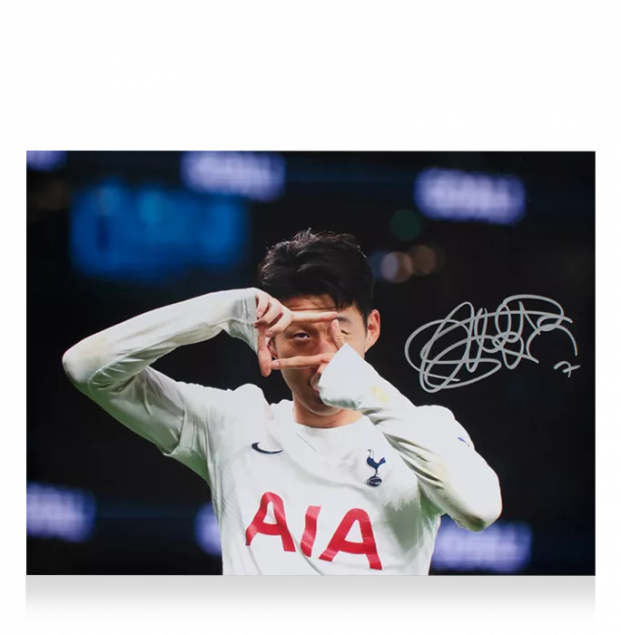 Icons Son Heung-min Signed Tottenham Hotspur Photo In Black Wooden Frame: Goal Vs Arsenal