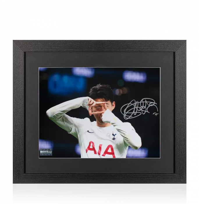 icons Son Heung-min Signed Tottenham Hotspur Photo In Black Wooden Frame: Goal vs Arsenal