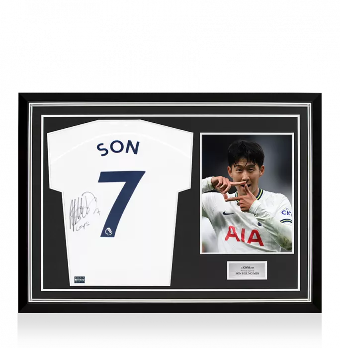 icons Son Heung-min Tottenham Hotspur 2022-23 Home Shirt In Hero Frame: "COYS" Inscription