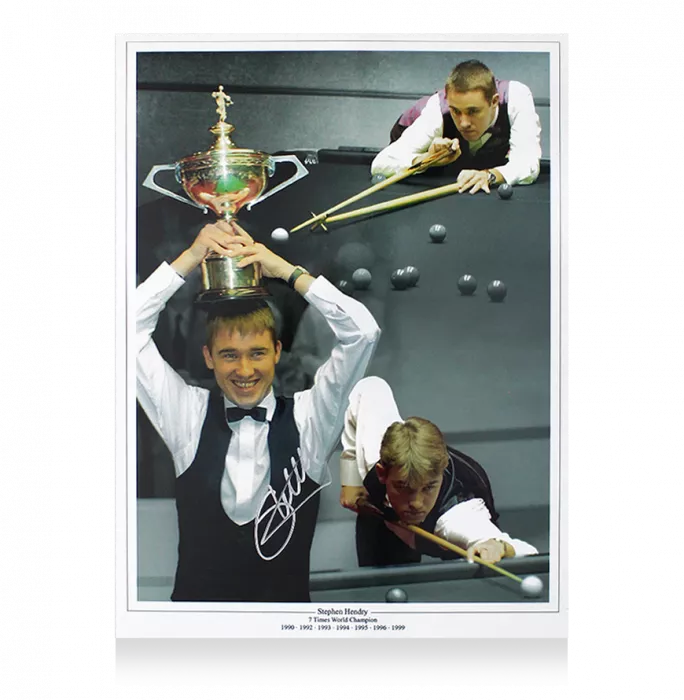 Icons Stephen Hendry Signed Photo In Black Wooden Frame
