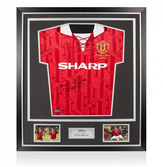 icons Steve Bruce Signed Manchester United Home Shirt In Classic Frame: 1994 FA Cup Final Special Edition
