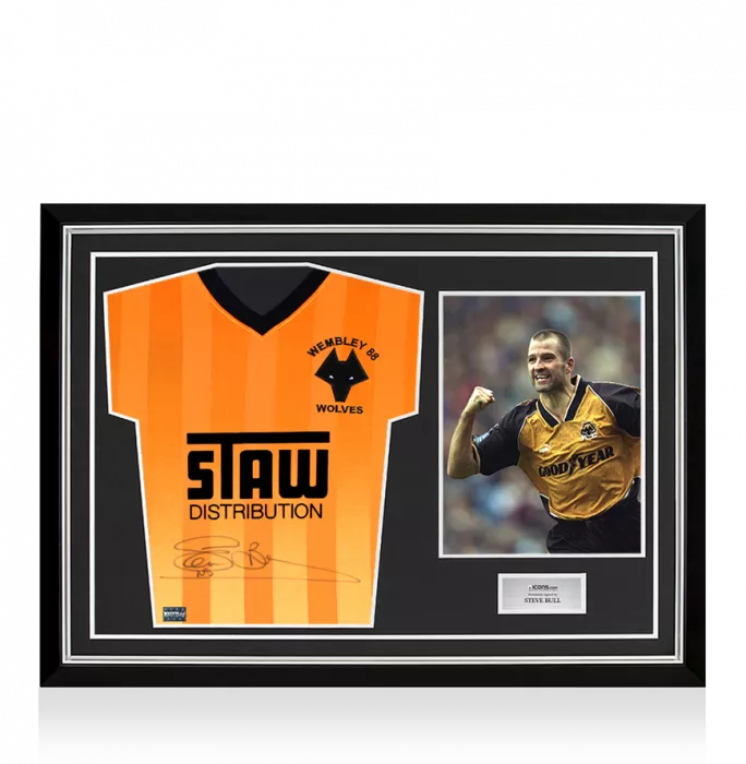 icons Steve Bull Front Signed Wolverhampton Wanderers Wembley 1988 Home Shirt In Hero Frame: Option 1