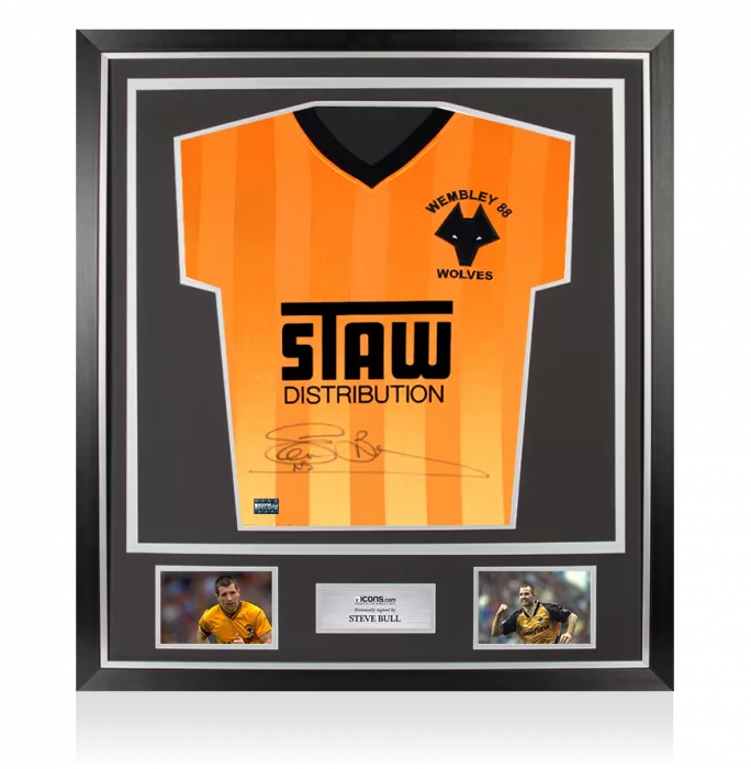 icons Steve Bull Front Signed Wolverhampton Wanderers Wembley 1988 Home Shirt In Classic Frame
