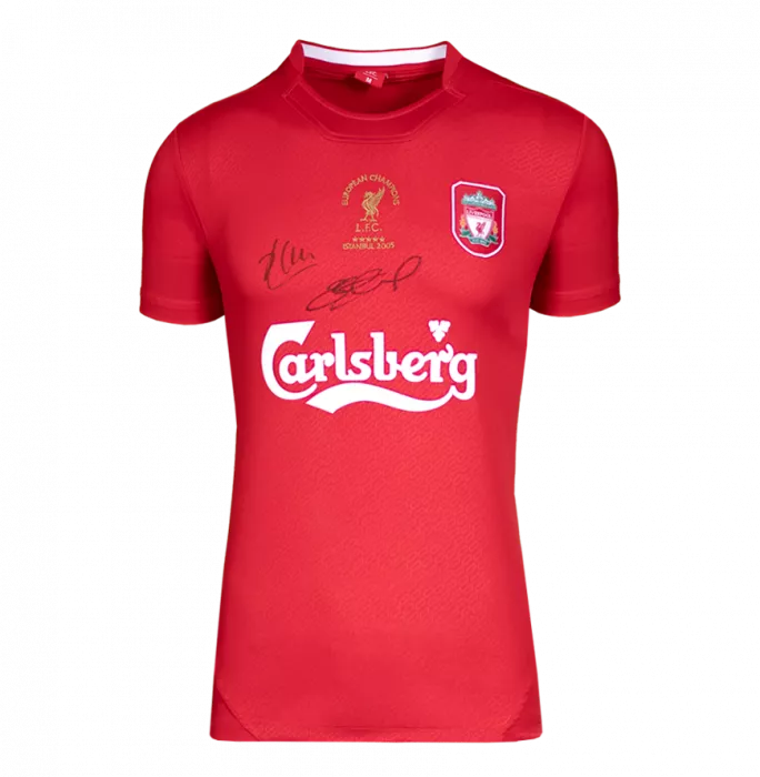 Icons Steven Gerrard And Xabi Alonso Dual Signed Liverpool FC 2005 Home Shirt In Deluxe Packaging