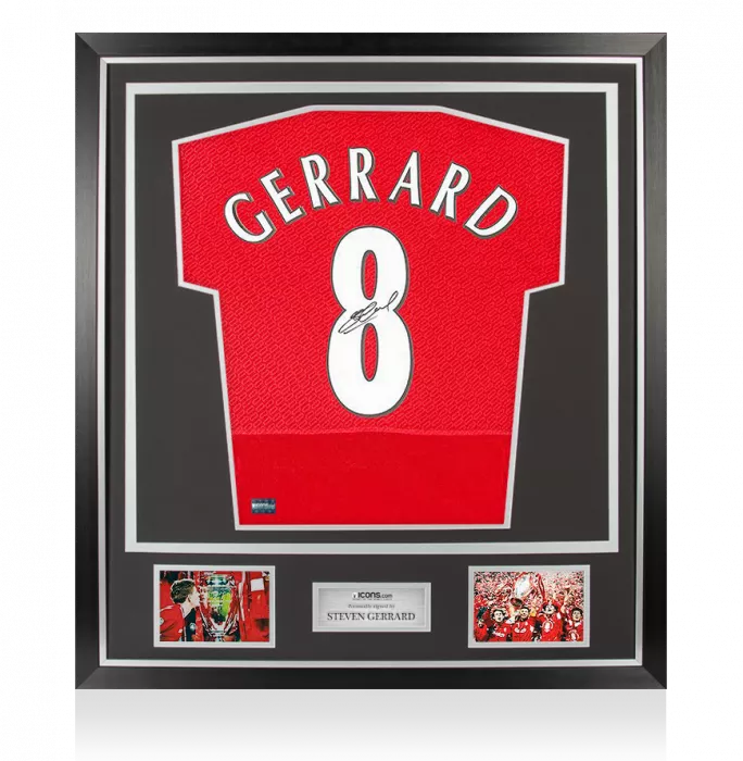 Icons Steven Gerrard Back Signed Liverpool 2005 Home Shirt In Classic Frame