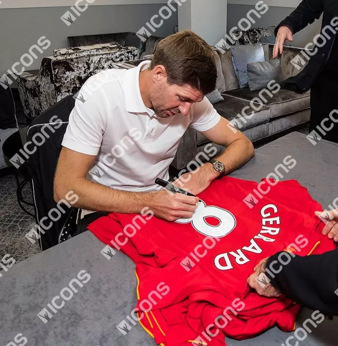 Icons Steven Gerrard Back Signed Liverpool 2016-17 Home Shirt In Classic Frame