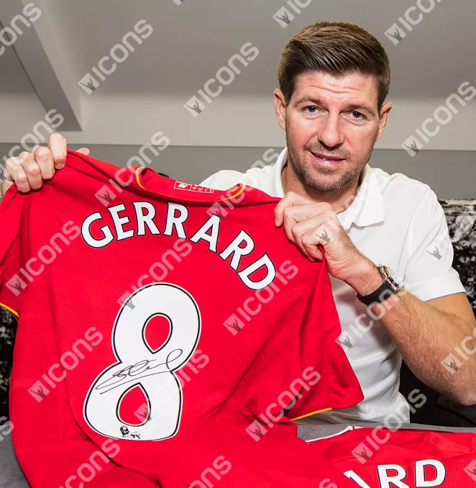 Icons Steven Gerrard Back Signed Liverpool 2016-17 Home Shirt In Classic Frame
