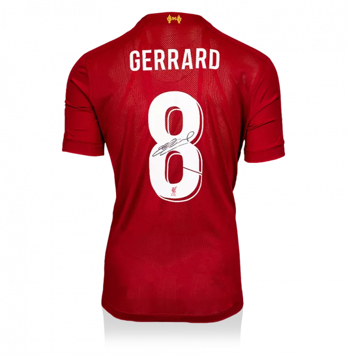 icons Steven Gerrard Back Signed Liverpool 2019-20 Home Shirt