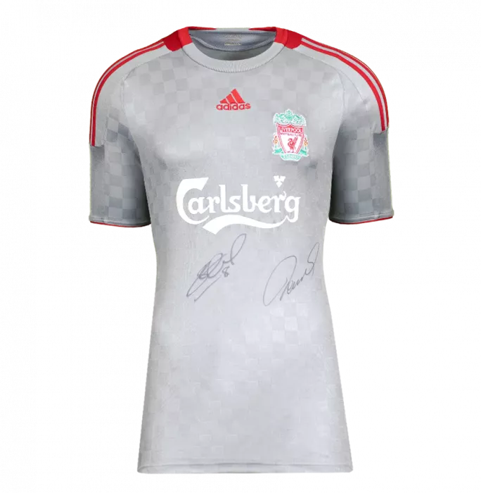 Icons Steven Gerrard & Fernando Torres Dual Signed Liverpool FC 2008-09 Away Shirt In Deluxe Packaging