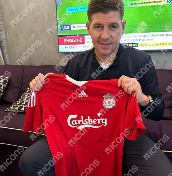 Icons Steven Gerrard & Fernando Torres Dual Signed Liverpool FC 2008-10 Home Shirt In Classic Frame
