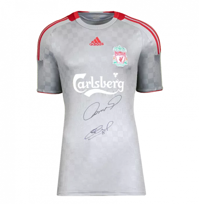 Icons Steven Gerrard & Fernando Torres Dual Signed Liverpool FC 2008-09 Away Shirt In Classic Frame