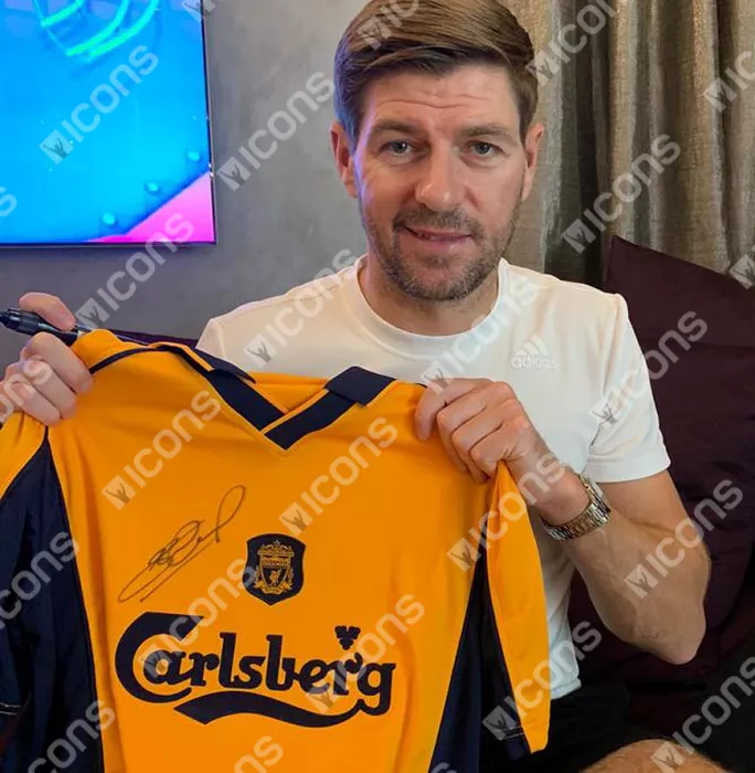 Icons Steven Gerrard Front Signed Liverpool 2000-01 Away Shirt