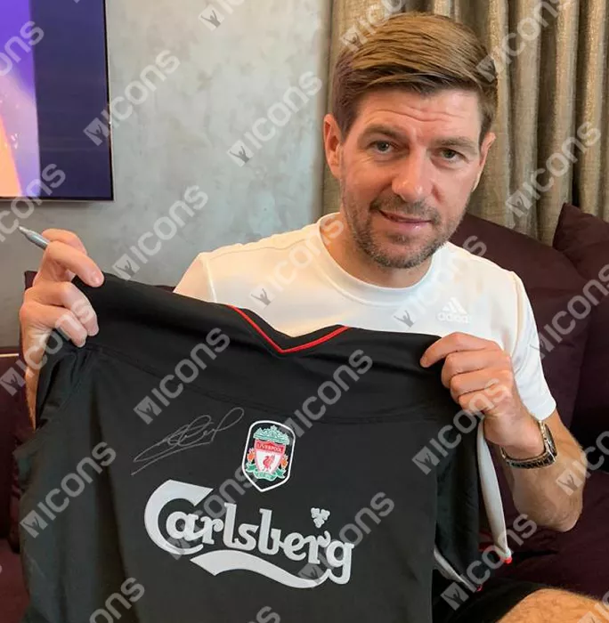 Icons Steven Gerrard Front Signed Liverpool 2002-03 Away Shirt