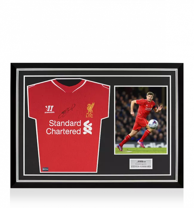 icons Steven Gerrard Front Signed Liverpool 2014-15 Home Shirt Home Shirt In Hero Frame: Option 1