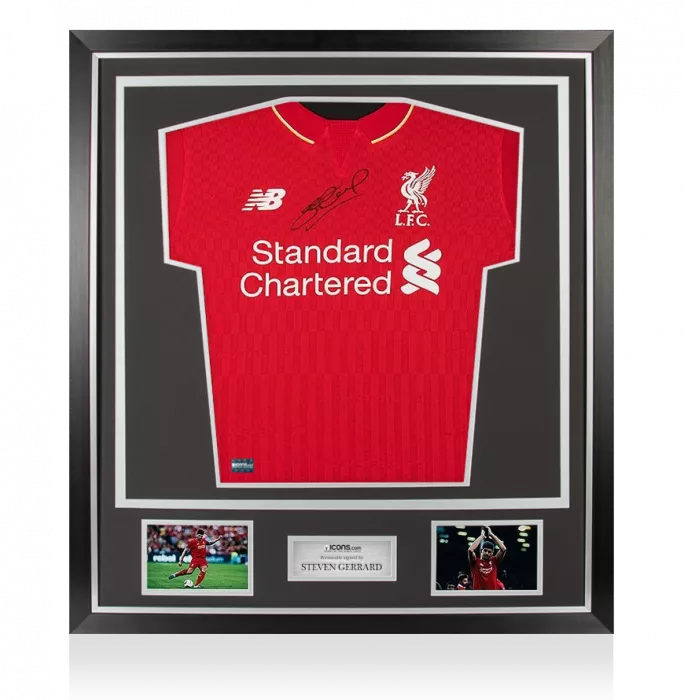 Icons Steven Gerrard Front Signed Liverpool 2015-16 Home Shirt In Classic Frame