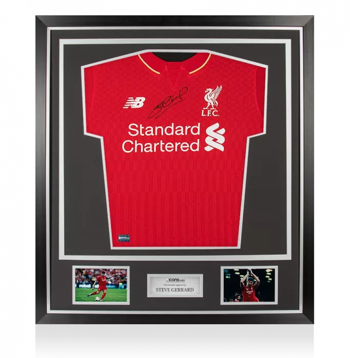 Icons Steven Gerrard Front Signed Liverpool 2015-16 Home Shirt In Classic Frame