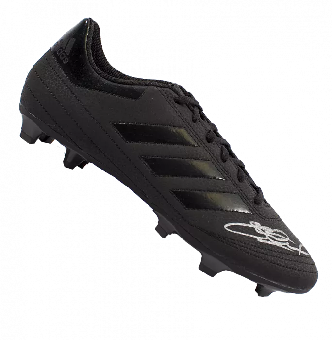 Icons Steven Gerrard Official UEFA Europa League Signed Black Adidas Blackout Boot In Acrylic Case