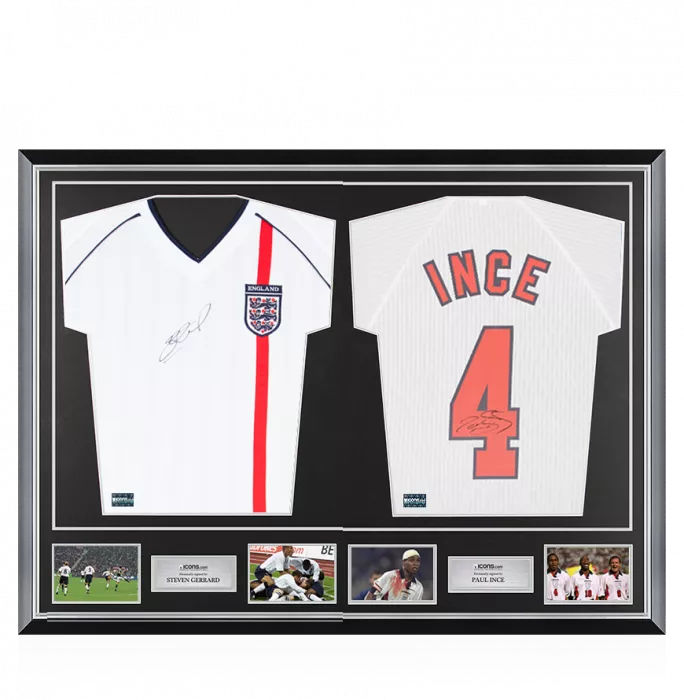 icons Steven Gerrard & Paul Ince Signed England Shirts In Classic Dual Frame