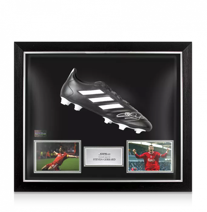 icons Steven Gerrard Signed Adidas Goletto Football Boot In Bubble Frame: Option 1