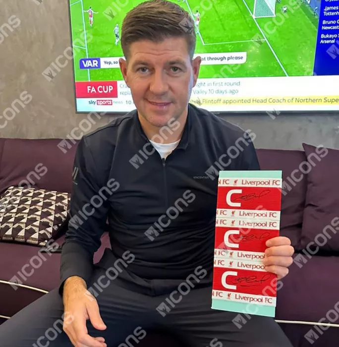 Icons Steven Gerrard Signed And Framed Liverpool FC Captain's Armband