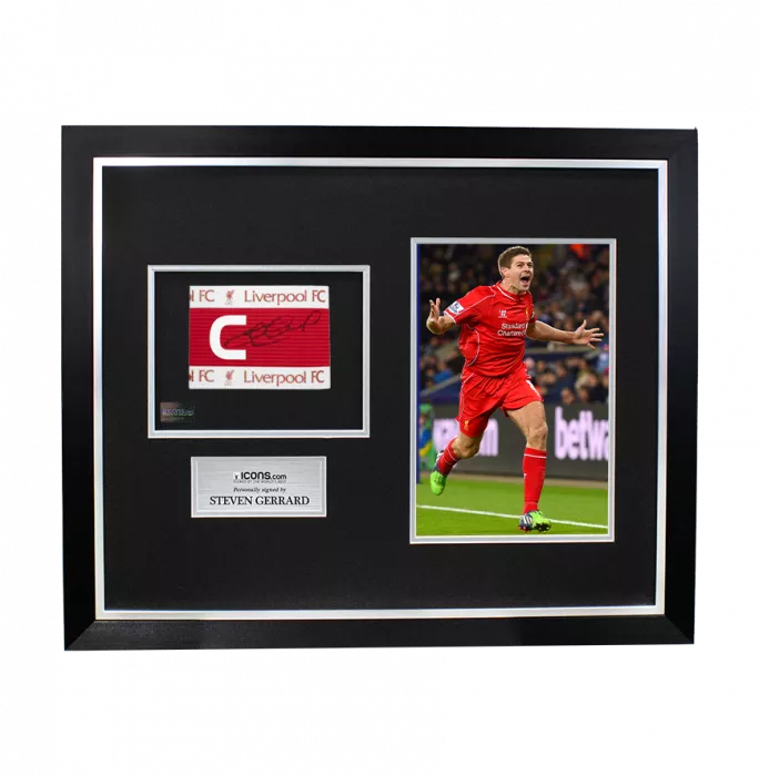 icons Steven Gerrard Signed and Framed Liverpool FC Captain's Armband