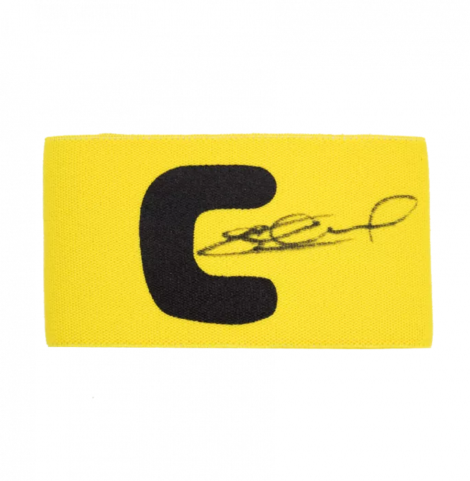 Icons Steven Gerrard Signed And Framed Yellow Captain's Armband