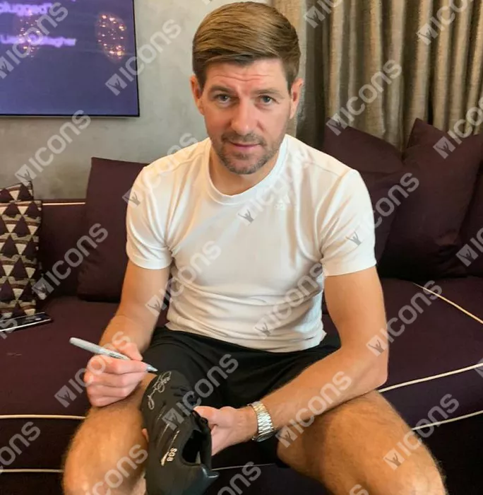 Icons Steven Gerrard Signed Black Adidas Blackout Boot In Acrylic Case: Special Edition "SG8"
