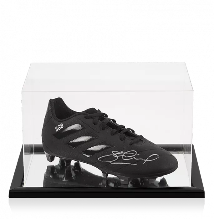 icons Steven Gerrard Signed Black Adidas Blackout Boot In Acrylic Case: Special Edition "SG8"