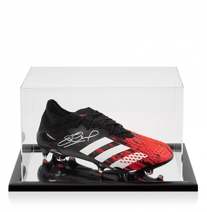 icons Steven Gerrard Signed Black and Red Adidas Predator 20.1 Boot In Acrylic Case