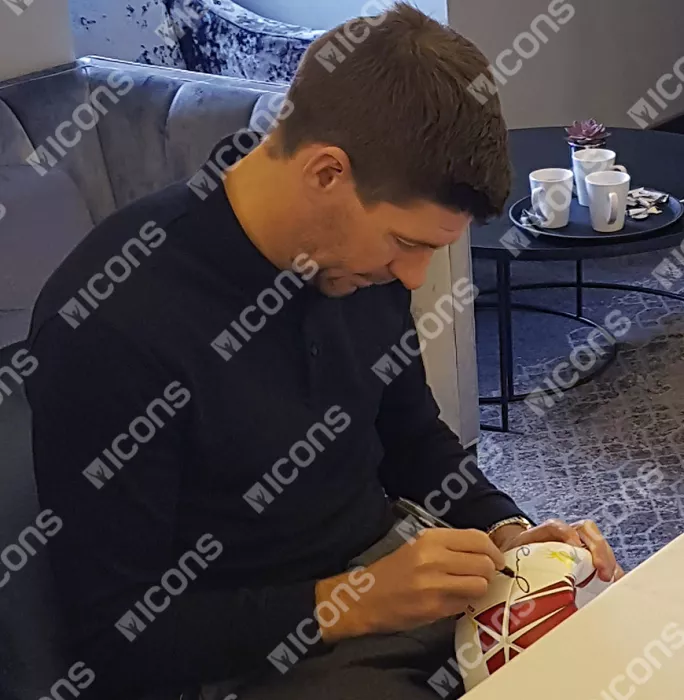 Icons Steven Gerrard Signed Liverpool Branded New Balance Football