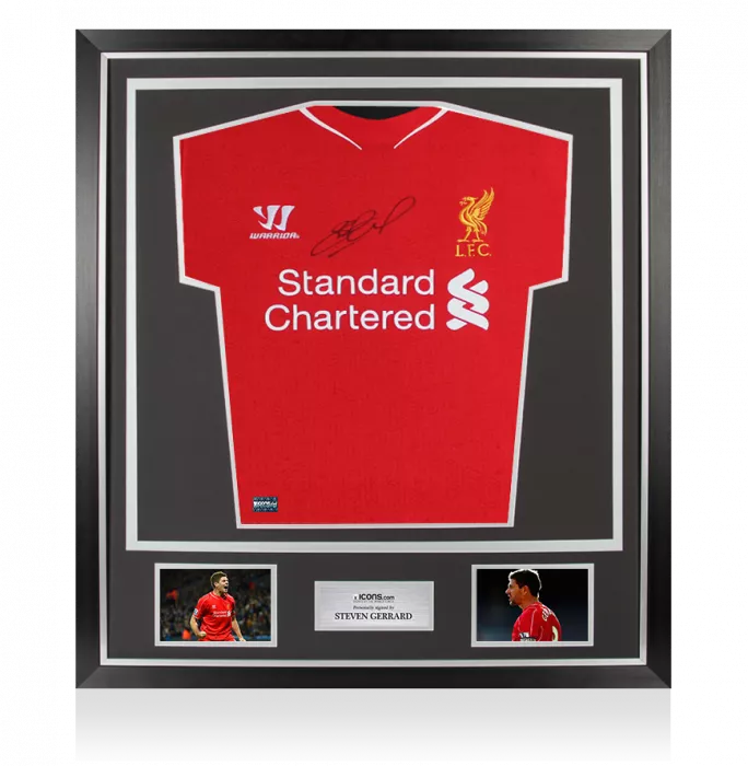 icons Steven Gerrard Signed Liverpool FC 2014-15 Home Shirt In Classic Frame