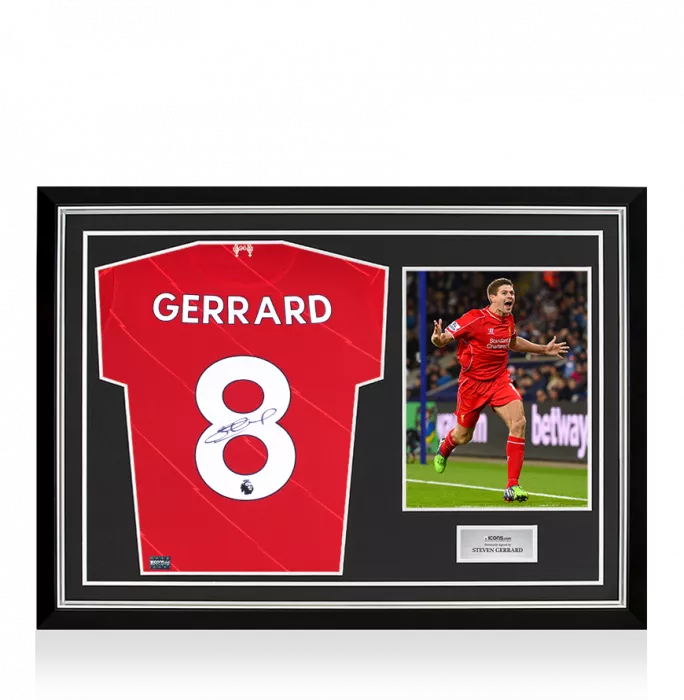 icons Steven Gerrard Signed Liverpool FC 2021-22 Home Shirt In Hero Frame: Option 1