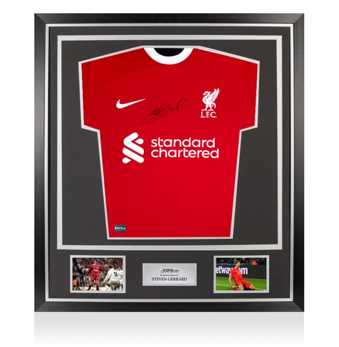 Icons Steven Gerrard Signed Liverpool FC 2023-24 Home Shirt In Classic Frame