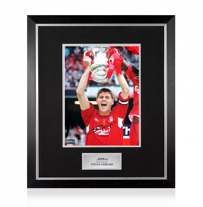 icons Steven Gerrard Signed Liverpool FC Photo In Premium Photo Frame: 2006 FA Cup Winner