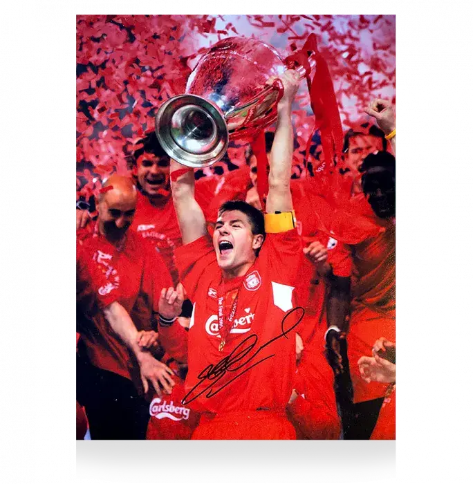 icons Steven Gerrard Signed Liverpool Photo: 2005 UEFA Champions League Winner
